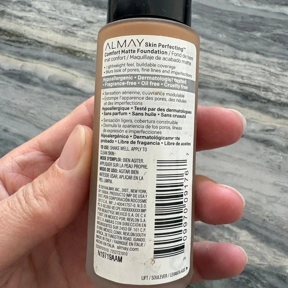 3x Almay Skin Perfecting Comfort Matte Foundation 190 Neutral Toasted Almond